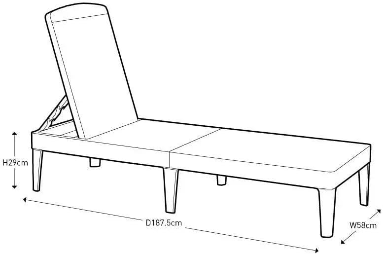 Outdoor Sun Lounger with Cushion Included, Graphite 187.5 × 58 × 29 cm