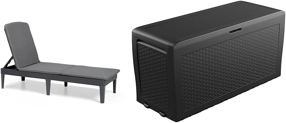 Outdoor Sun Lounger with Cushion Included, Graphite 187.5 × 58 × 29 cm