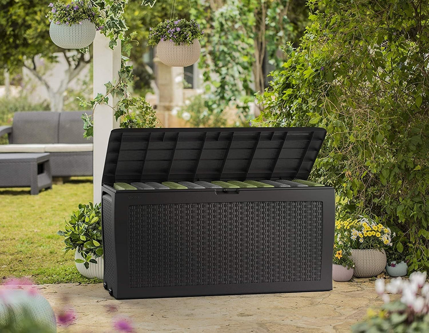 Outdoor Sun Lounger with Cushion Included, Graphite 187.5 × 58 × 29 cm