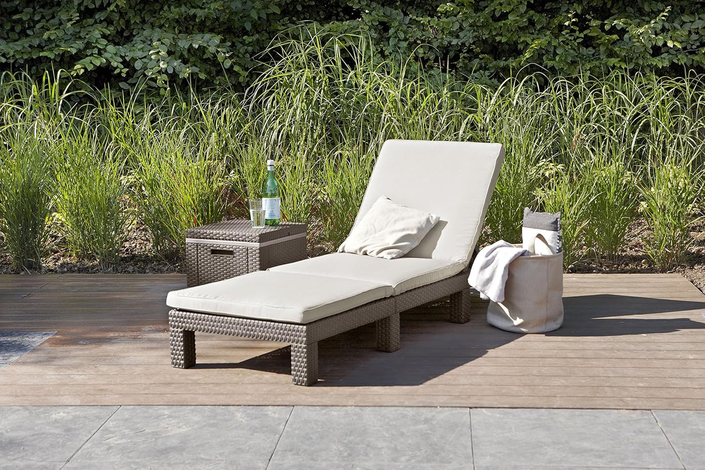 Outdoor Sun Lounger with Cushion Included, Graphite 187.5 × 58 × 29 cm
