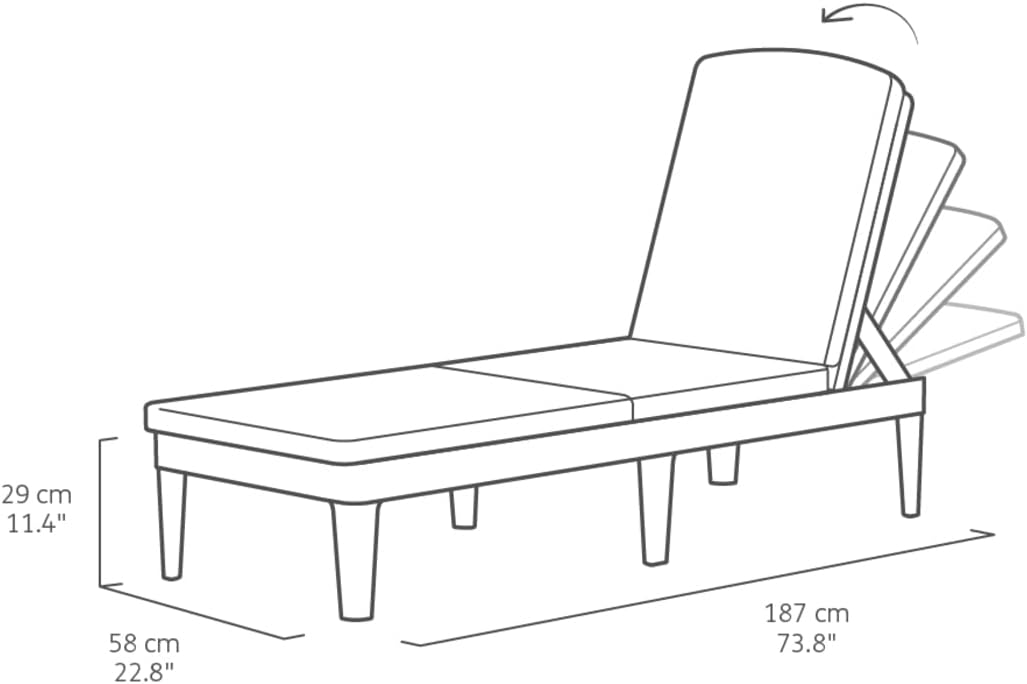 Outdoor Sun Lounger with Cushion Included, Graphite 187.5 × 58 × 29 cm