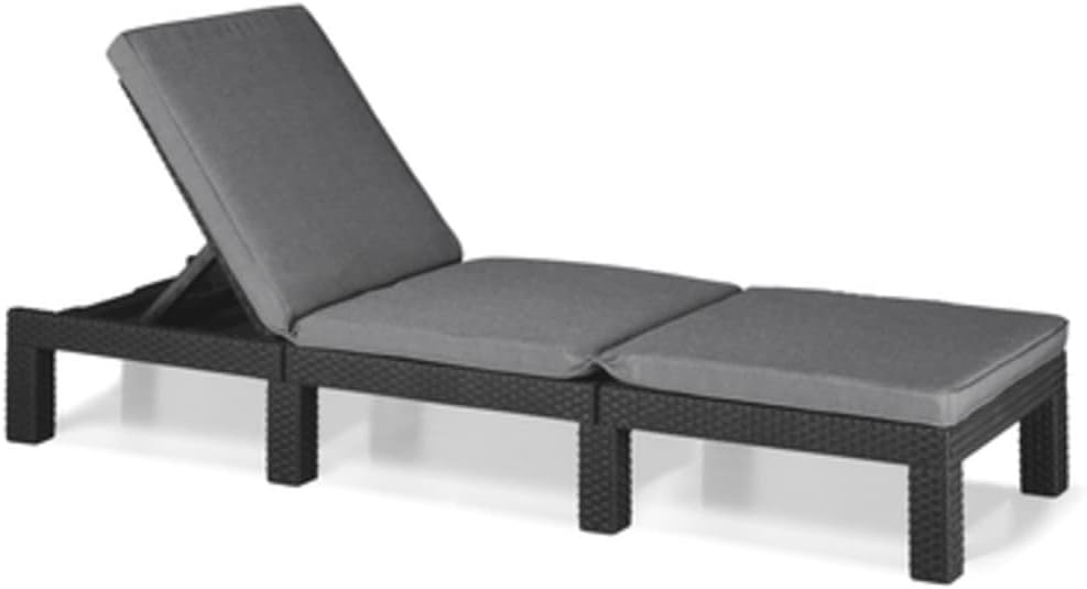 Outdoor Sun Lounger with Cushion Included, Graphite 187.5 × 58 × 29 cm