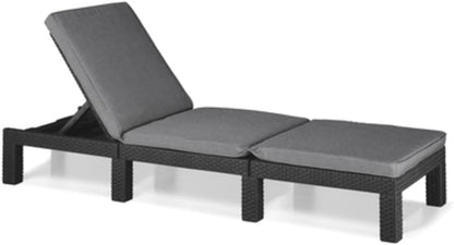 Outdoor Sun Lounger with Cushion Included, Graphite 187.5 × 58 × 29 cm