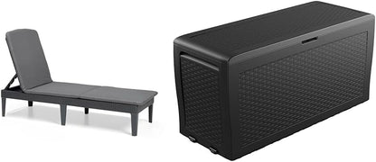 Outdoor Sun Lounger with Cushion Included, Graphite 187.5 × 58 × 29 cm