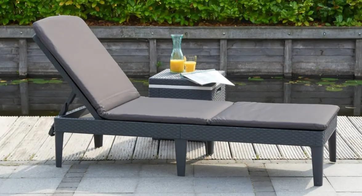 Outdoor Sun Lounger with Cushion Included, Graphite 187.5 × 58 × 29 cm