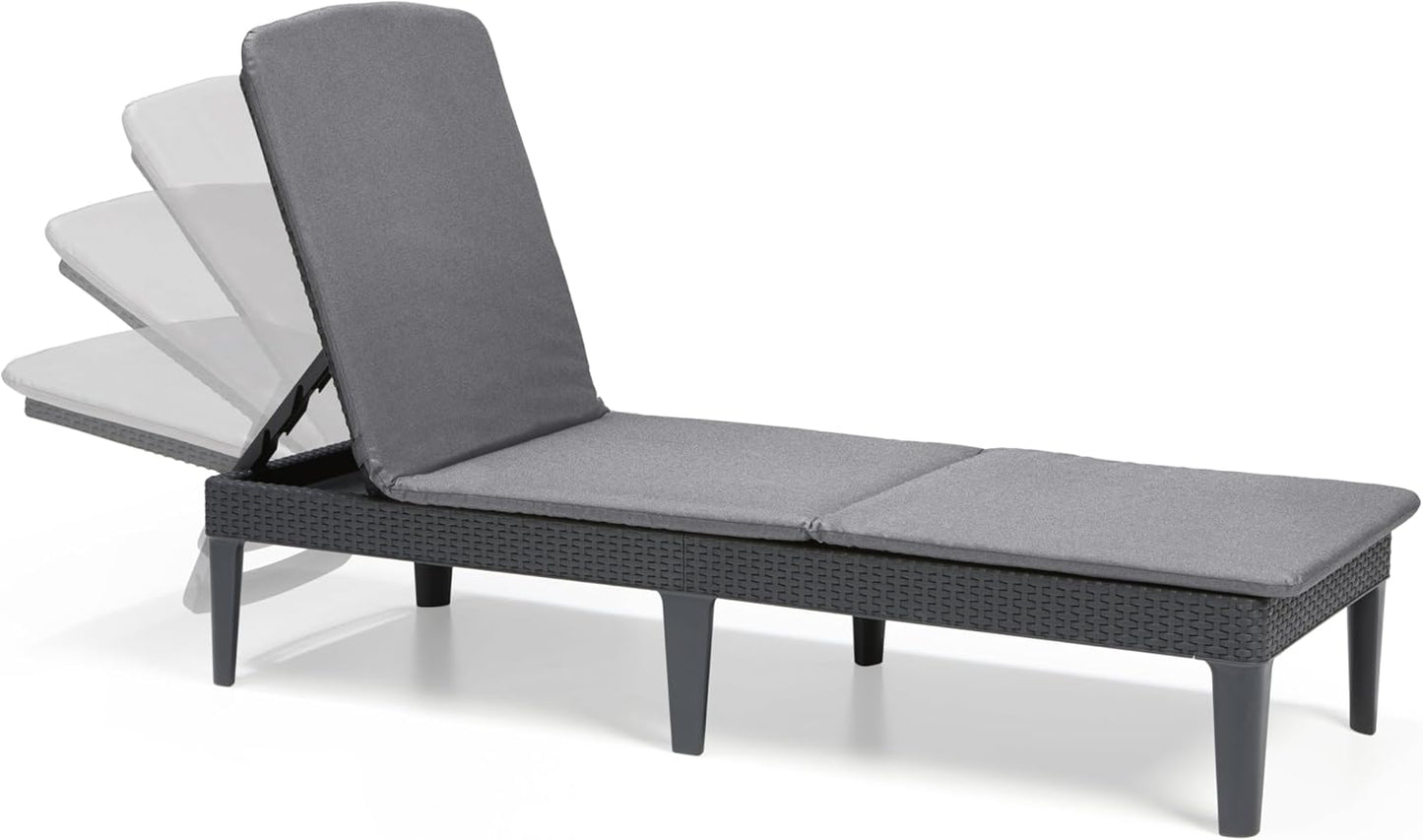Outdoor Sun Lounger with Cushion Included, Graphite 187.5 × 58 × 29 cm