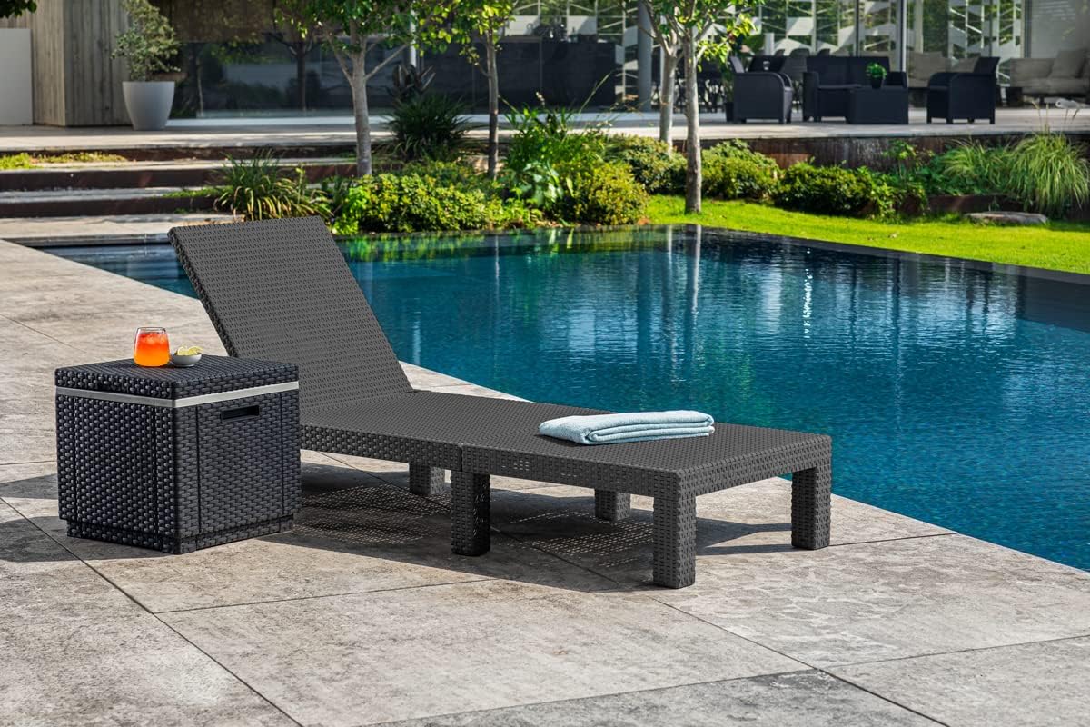 Outdoor Sun Lounger with Cushion Included, Graphite 187.5 × 58 × 29 cm