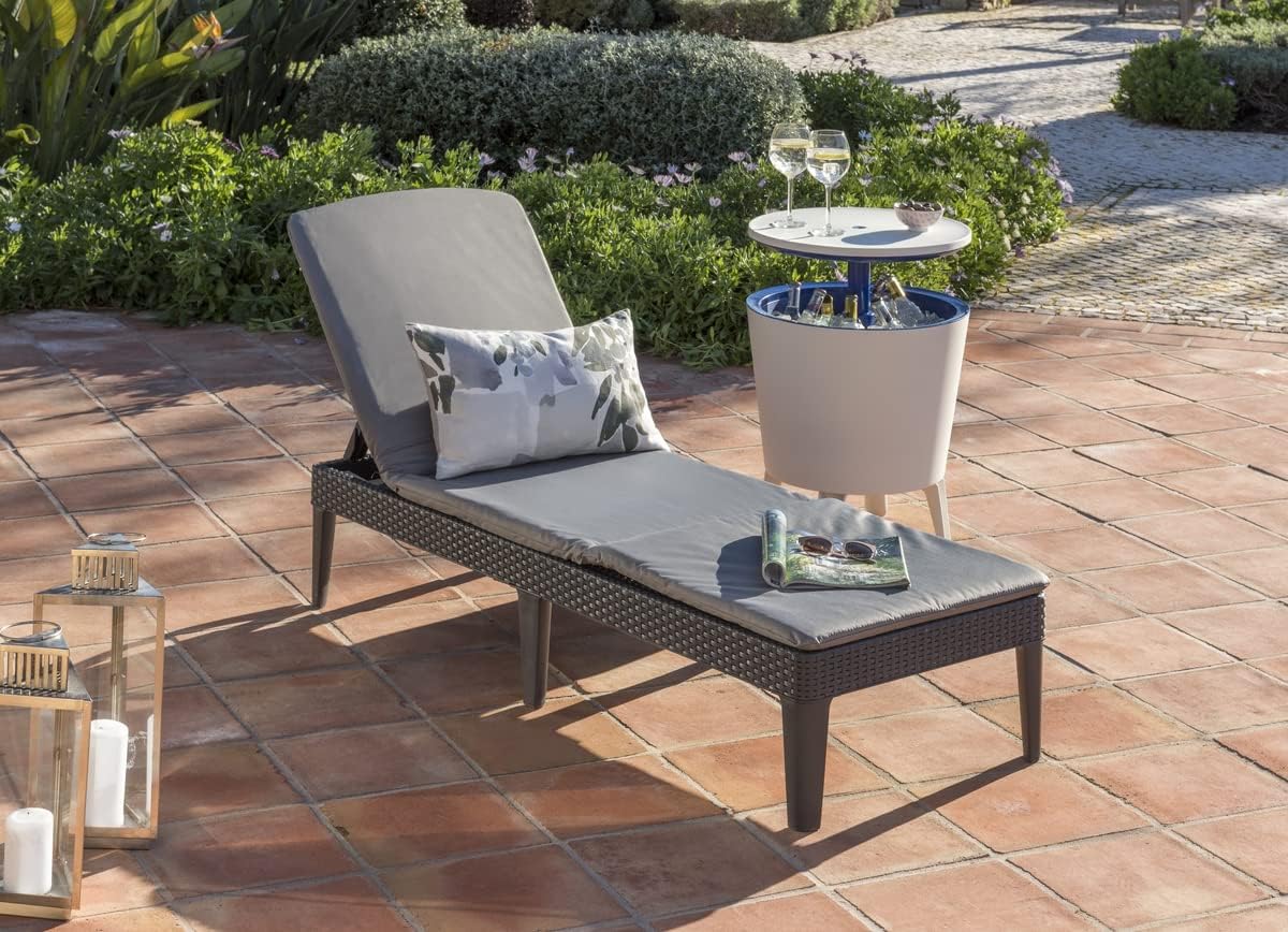 Outdoor Sun Lounger with Cushion Included, Graphite 187.5 × 58 × 29 cm