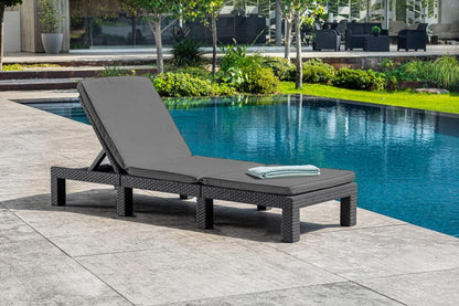 Outdoor Sun Lounger with Cushion Included, Graphite 187.5 × 58 × 29 cm