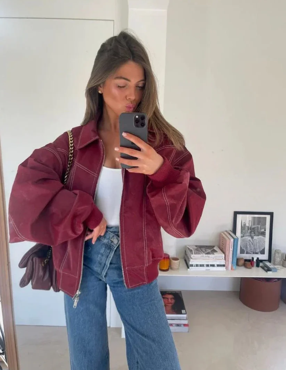 Oversized Cherry Jacket - Bold & Cozy