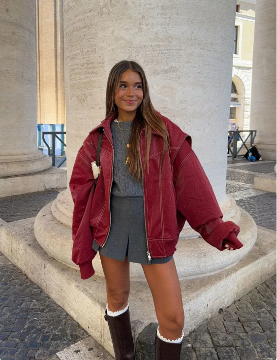 Oversized Cherry Jacket - Bold & Cozy