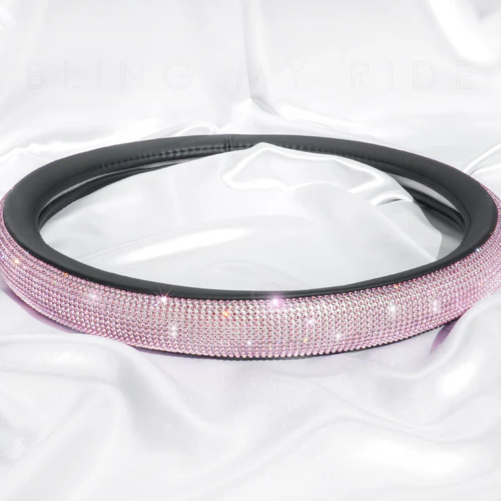 Sparkling Pink Crystal Steering Wheel Cover